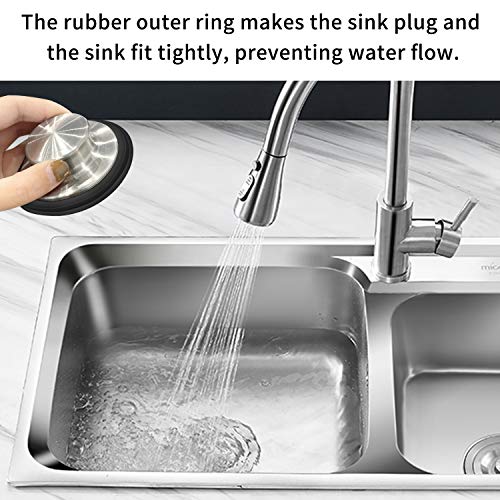 image for Eliamo 2 Pack Sink Stopper, Stainless Steel Garbage Disposal Plug, Kit
