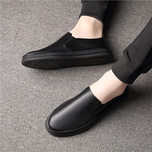 Mens Prom Loafers Faux Leather Classic Round Toe Prom Wedding Anti-Slip Non Slip Rubber Sole Block Heel Low Top Casual Shoe2