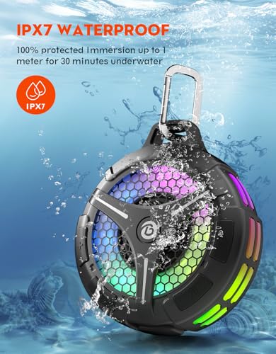 bondidea Waterproof Bluetooth Shower Speaker with Suction Cup, IPX7 Bathroom Speaker, 15W Loud Stereo Sound, Deep Bass, TWS Pairing, RGB Lights, Portable Speaker Gift for Men & Women — view 5