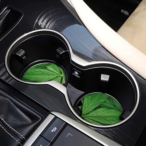 Portavasos para carro hojas verdes, set 2 unidades 2.6" miniatura 7