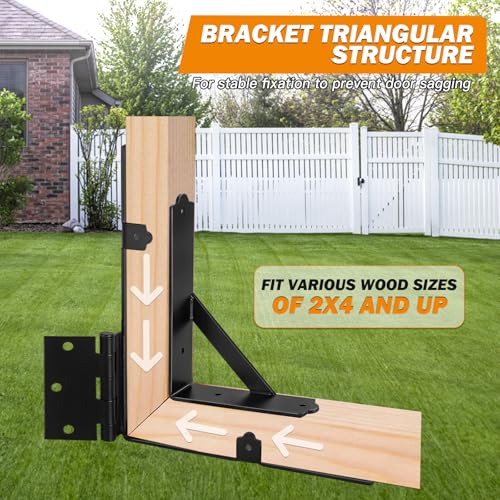Fence Gate Kit, 2 Set Anti Sag Gate Corner Brace Bracket, Heavy Duty Gate Hardware Kit for Wooden Fence, Corral Gates, Driveway Gates, Shed Doors, Wood Windows, Gate Frame Kit for Wooden Fence