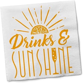 Twisted Wares - Funny Cocktail Napkins - DRINKS & SUNSHINE - Boutique Cocktail Napkins - Perfect for any Celebrations 5"X5" (20 Pack)