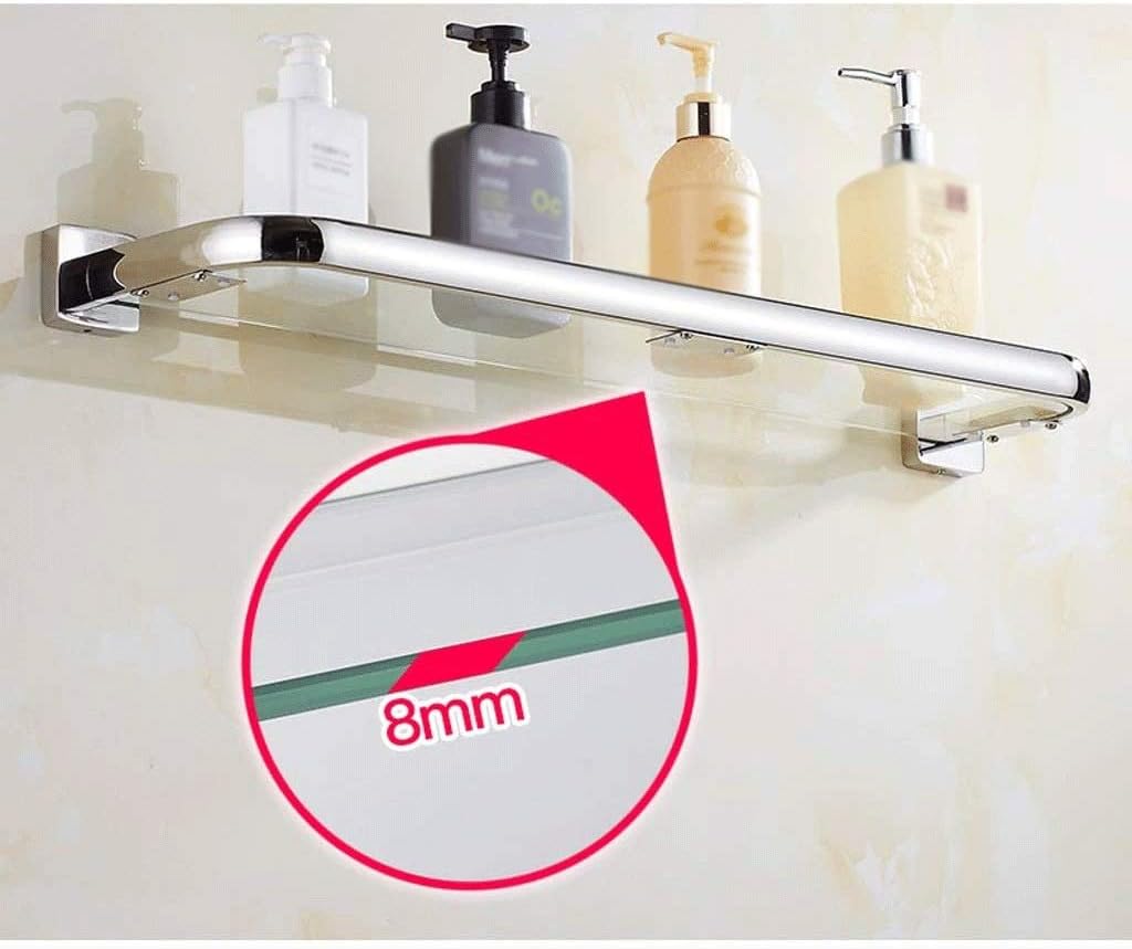Bathroom Glass Shelf Stainless Steel Brushed Finish Heavy-Duty Rustproof Wall Mount
