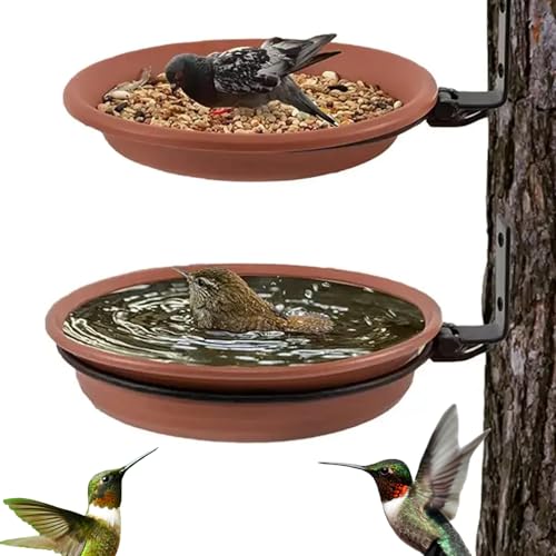 Distributeur de nourriture pour oiseaux sur clôture et son bain d'extérieurs - 2