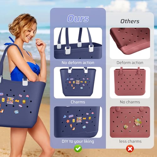 XL EVA Rubber Beach Bag, 19 x 13.7 x 9.5 inch Waterproof Tote Bag, Durable Washable Beach Tote Handbag for Travel4