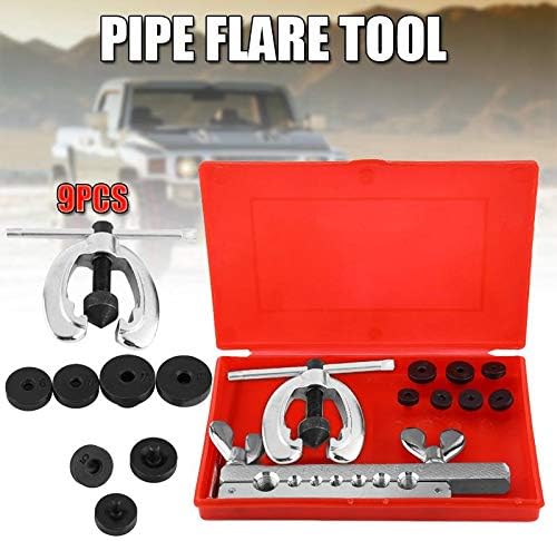 Miniatura 4 de Kit de herramientas de abocinación 9 piezas, kit de herramientas de abocinación de tubos, kit de reparación de tubos, incluye troqueles de separador
