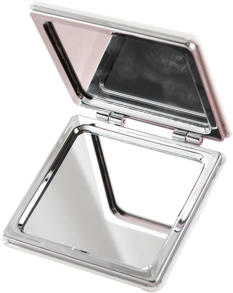 Compact Metal Glass Folding Makeup Mirror Dual Sided for Women
