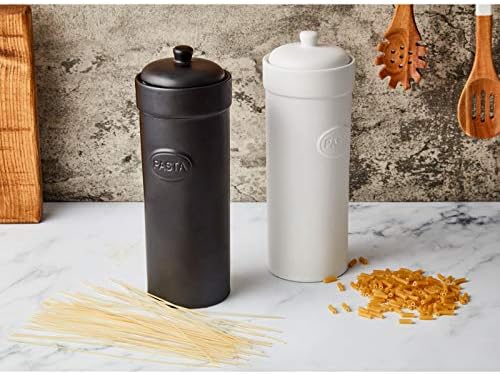 BIA - Pasta Jar - Pasta Container Storage - Stoneware Kitchen Storage - Matte Black Pasta Jars, Kitchen Storage & Organisation