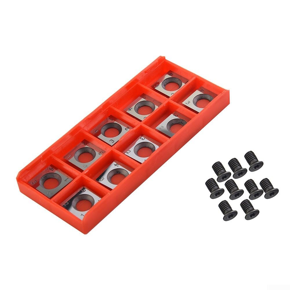 Plaquettes de coupe carrées en carbure 14 x 14 mm pour le travail du bois Tête de rabot en spirale avec vis M6 Lame de 30 degrés
