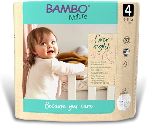 Bambo Nature Pañales para bebés de noche (tallas 3 a 6), talla 4, 48 unidades