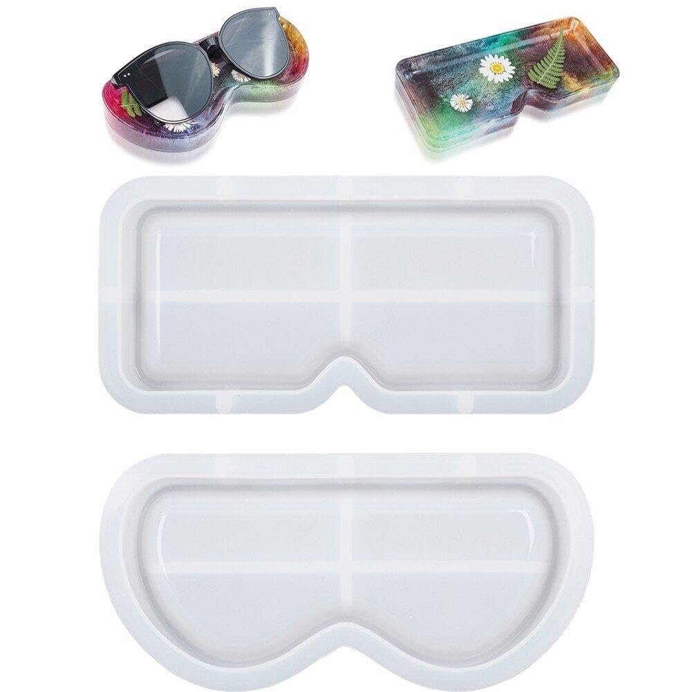 Luxylei As Shown 2Pcs/Set Glasses Storage Tray Silicone Resin Mold Silicone Casting Molds Sunglasses Case Diy Jewelry Storage Box Crafts Mold