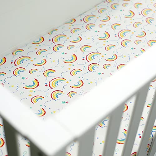 Image of Baby Girl Nursery Sheet - Microfiber Fitted Crib Sheet Baby Sheet for Standard Crib and Toddler mattresses Nursery Bedding Sheet Crib Mattress Sheets for Boys and Girls 1 Pack Rainbow - By UOMNY