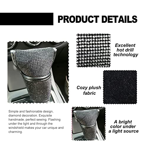 Kevwr Bling Bling Auto Shift Gear Cover, Luster Crystal Auto Shift Gear Cover, Car Knob Gear Stick Crystal Glitter Bling Rhinestones Protector, Universal Vehicle Decoration Accessories, Black #TOP2