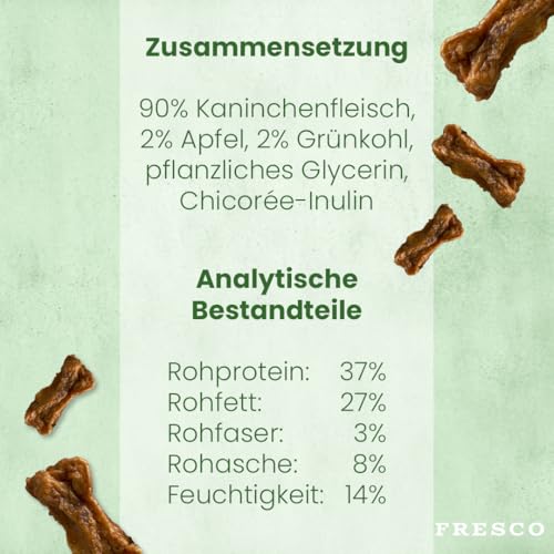 FRESCO Dog Martin Rütter Trainingsknöchelchen mit Kaninchen und Apfel 1kg | gesunde Leckerlis für Hunde | aus frischem Fleisch | 100% natürliche Zutaten | für Belohnung, Training und als Snack