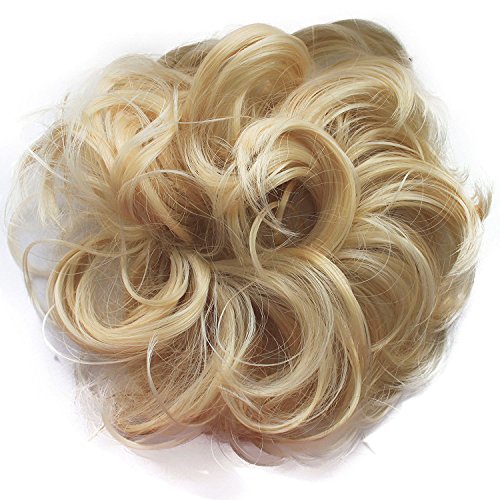 PRETTYSHOP Scrunchy Bun Up Do Hair piece Hair Ribbon Ponytail Extensions Wavy Messy platinum blonde # 613 G16A