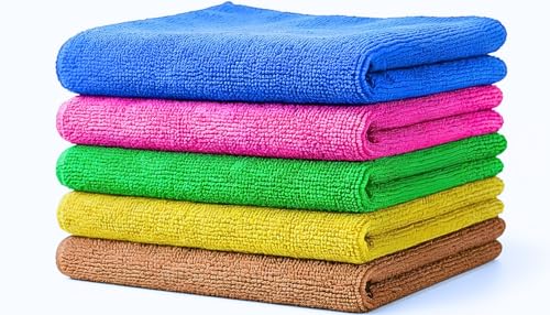 Microfiber Cleaning Cloth for Car 6 Pack 400 GSM Ultra Soft Car Drying Towel with Detailing Brush Scratch-Free Lint-Free for Interior & Exterior Cleaning PaulZone