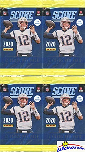 2020 Score NFL Football Collection of FOUR (4) Factory Sealed Packs with 48 Cards! Loaded with RCS & INSERTS! Look for Tom Brady Tribute Cards & RC & AUTOS of Joe Burrow,Tua Tagovailoa & More! WOWZZER