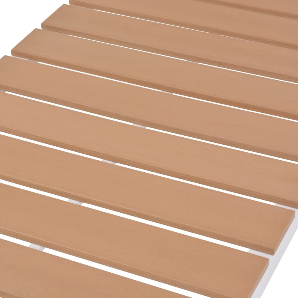 Leżak aluminiowy i WPC brązowy regulowany z 5 pozycjami, odporny na warunki atmosferyczne i ergonomiczny, idealny do ogrodu, na taras, balkon, basen i relaks na świeżym powietrzu
