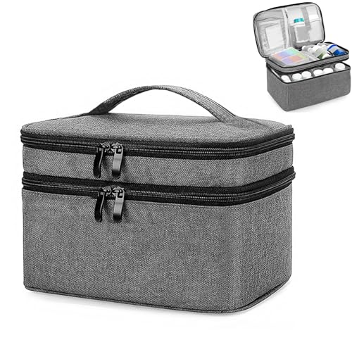Organizador de Bolsa de Remédios de Viagem, Bolsa de Remédios com 2 Compartimentos, Organizador de Medicamentos Armazenamento, Estojo para Transporte de Esmalte