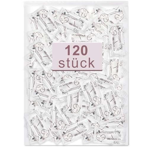 Condones, paquete de 120, condones para hombres, para 53 mm, extrafinos para sexo duradero, naturales, hechos de látex, para una experiencia sexual más intensa (120-2)