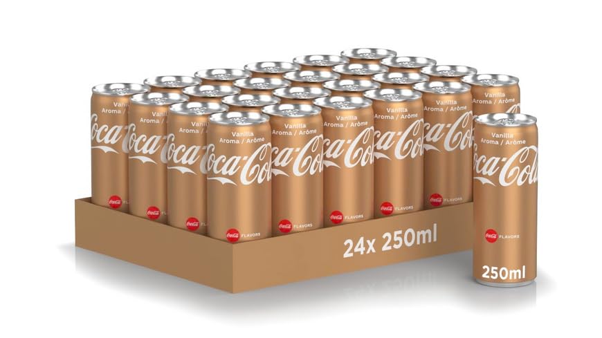 Image of Coca-Cola Vanilla Carbonated Soft Drink That Combines the Classic Taste With the Smooth, Creamy Flavor Of Vanilla 320ml X Pack Of 6 (From USA) DECADENT FOODS