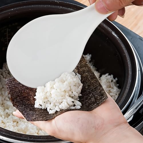 Mabor 2 Stück Antihaft Reislöffel Servierlöffel Kunststoff Reis Löffel Kochlöffel PP Kunststoffe Weiß Reiskocherlöffel für Reis Kartoffelpüree(19,5cm)