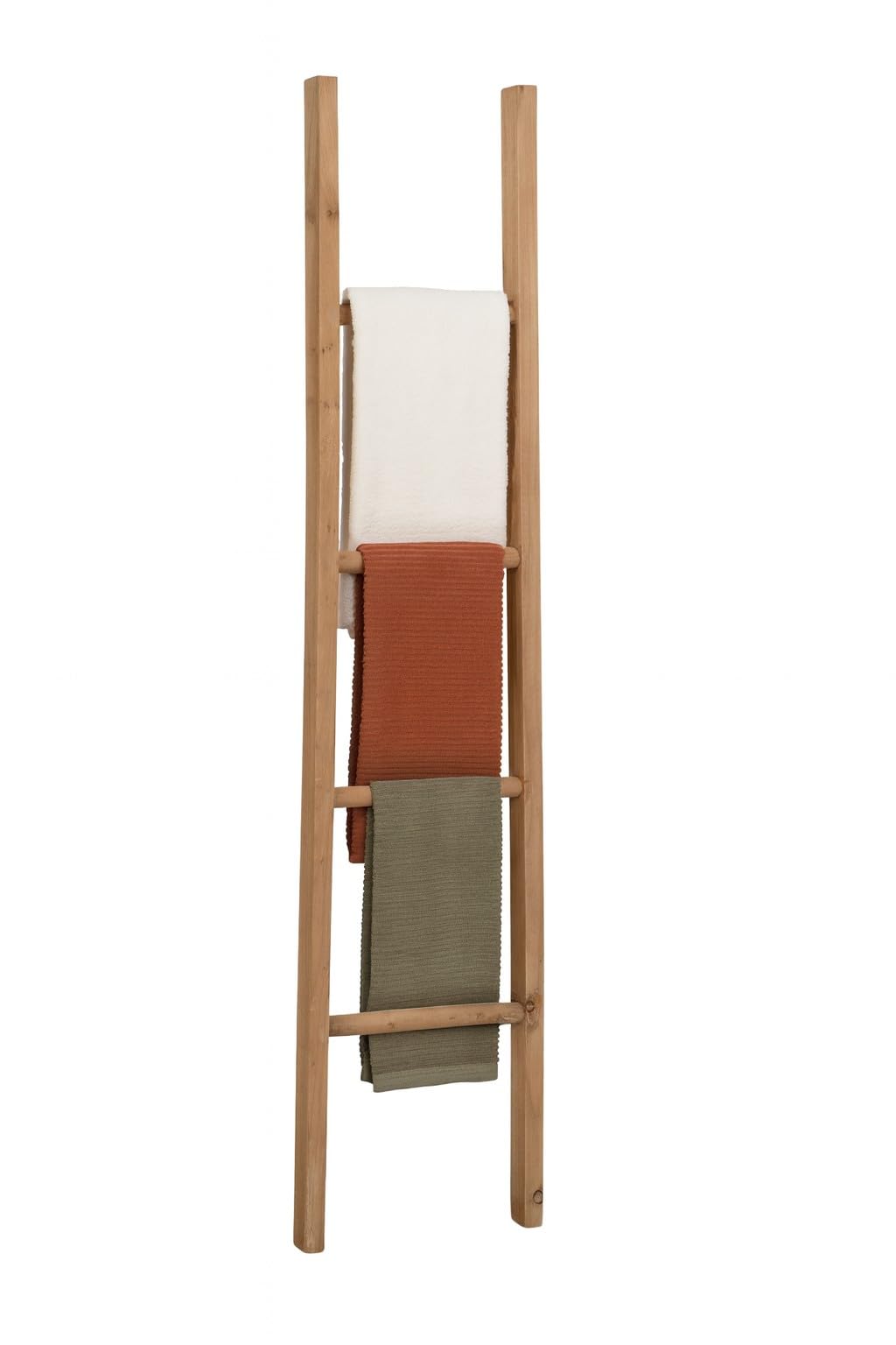 Biscottini Scaletta porta asciugamani bagno 150x35x4 - Scala Decorativa in Legno - Scaletta legno appendi asciugamani - Scala portasciugamani - Portasciugamani da parete Metallo, Bambu