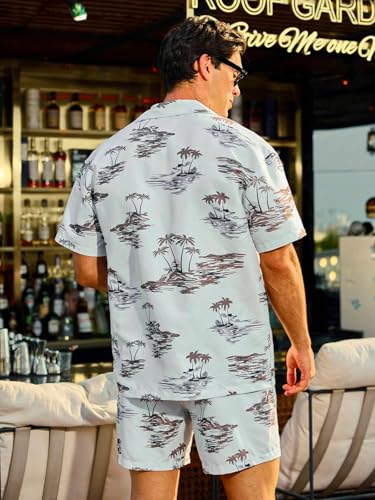 Image of GRECIILOOKS Men's Co Ord Set |Printed Shirt and Shorts Set for Men |Summer Loungewear, Beachwear & Night Suit for Daily Comfort | Nightwear Set for Mens