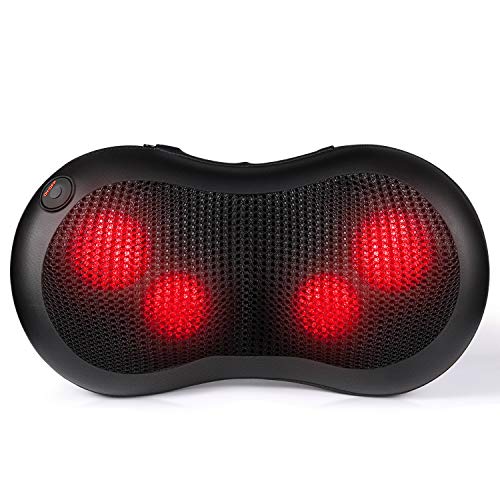 Shiatsu Back and Neck Massager Electric Massager Pillow with Heat 3D Deep Tissue Kneading for Full Body, Leg, Calf, Foot, Muscle Pain Relief