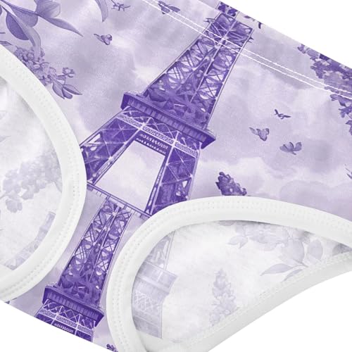 Eiffel Tower Lavender Color Toddler Underwear Custom 2t Cotton Girl Panties Cute Stylish Undies Kids Briefs4
