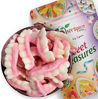 NY Spice Shop Gummy Fake Teeth Candy - 8 Ounce Fun Edible Teeths Shaped Gummies for Parties & Events - Unique Assorted Vampire Teeth Gummies for Candy Buffets, Decorations & Celebration Favors