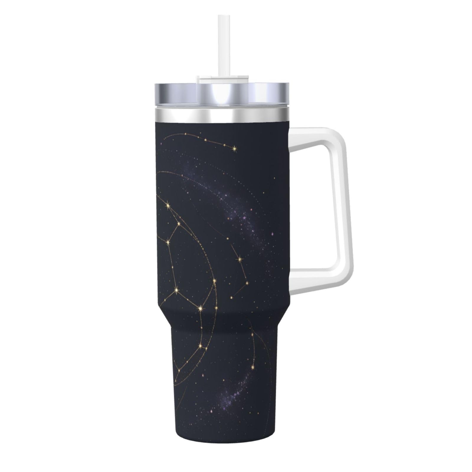 Vaso aislado de 40 oz para evitar derrames en el coche, botella de agua reutilizable con asa