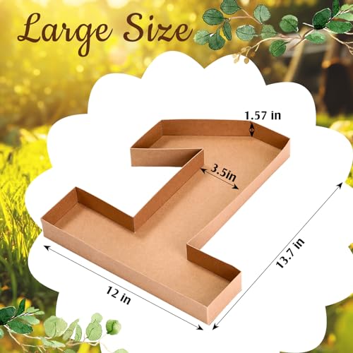 Mifoci 13.7" 2026 Cardboard Number for Charcuterie Graduation Photo Booth Props Birthday Party Anniversary Fillable Paper Mache Cupcake Chocolate Candy(Number 1,Brown)
