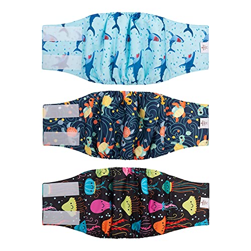 Image of CuteBone Dog Diapers Male Washable Belly Band for Male Dogs Wraps 3pcs a Pack DM28L