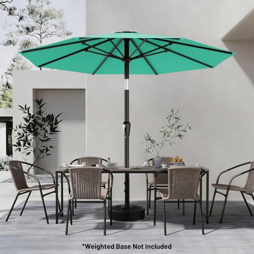 Image of AreShark 10 FT Patio Umbrella for Outdoor, Outdoor Table Umbrella with Push Button Tilt and Crank, Outdoor Patio Umbrellas with 8 Sturdy Ribs for Market, Garden, Pool (Aqua Sky)