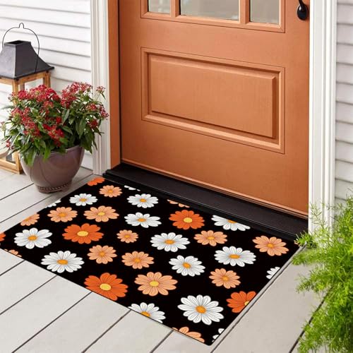 Tapis de salon antidérapant pour entrée et chambre motif marguerite