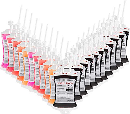 Blood Bags for Drinks Party Favor Halloween Party Decorations Reusable Drink Pouch Dispenser Set of 20 IV Bags for Halloween Theme Party Costume Props Vampire Zombie Nurse Graduation