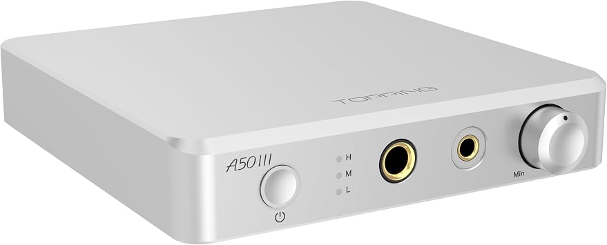 KGUSS Topping A50 III NFCA Headphone amp Pre-Amplifier - SE/BAL Input 6.35mm Single-end 4.4mm Balanced Jack 3500mW x2 Powerful Output A50III Silver