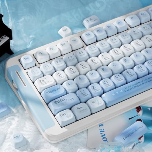 Image of PBT Keycaps Romantic Haze Blue 120 Keys Key Cap for Cherry MX