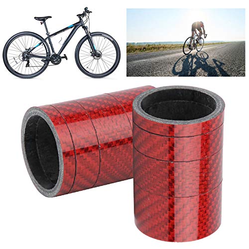 VGEBY Headset Stem Washer, 2 Set 5/10/15/20mm Lightweight Carbon Fiber Mountain Road Headset Front Fork Spacer Stem Washer Cycling Accessory(red) and Spare Parts