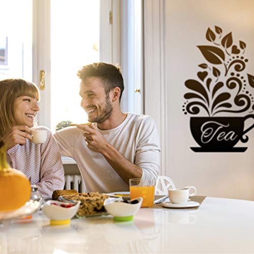 Charming Tea Cup Wall Sticker - Kitchen Art Vinyl Decal for Coffee Lovers - Home Quotes & Living Room Mural Decor - Image 5