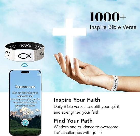 LICOME NFC Bible Verse Bracelets - Christian Inspirational Jewelry for Women, Daily Bible Reminders, Wearable Faith Gift, Waterproof, Stylish Design (01) by LICOME - Used condition - Image 4