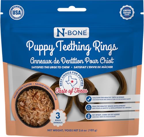 N-Bone Puppy Teething Rings Taste of Texas Pulled Pork Flavor 3 Count