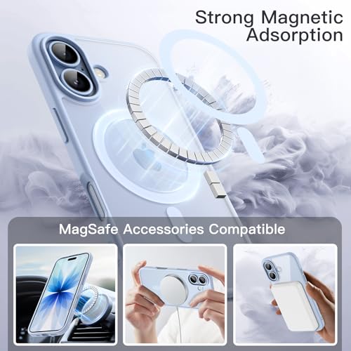 Image of JETech Magnetic Case for iPhone 17 6.3-Inch Compatible with MagSafe, Shockproof Phone Bumper Cover, Solid Color Matte TPU Frame, Anti-Scratch Clear Back (Mist Blue)