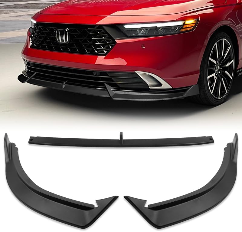 3pcs Front Bumper Lip Spoiler Body Kit Compatible with 2023-2024 Honda Accord Sedan (Painted Carbon)