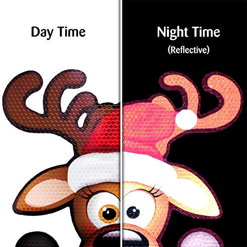 Image of Bigtime Signs Jumbo Reflective Magnetic Santa's Helper Reindeer Face Car Decorations Kit - Funny Holiday Automotive Magnet (Reindeer)