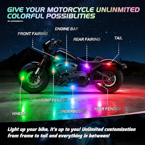 Image of Nilight 8PCS Motorcycle Dream Color LED Light Kits with APP&Remote Control