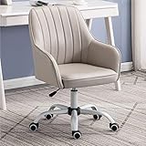 Silla de escritorio de piel sintética con ruedas de rotación de 360°, silla de computadora elevable, giratoria ajustable para oficina o dormitorio, silla de oficina cómoda y elegante con diseño