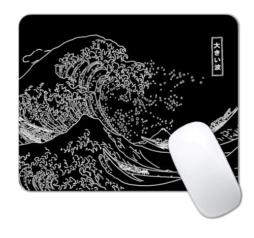 IMAYONDIA Japanese Great Wave Mouse Pad, Black Anime Gaming...