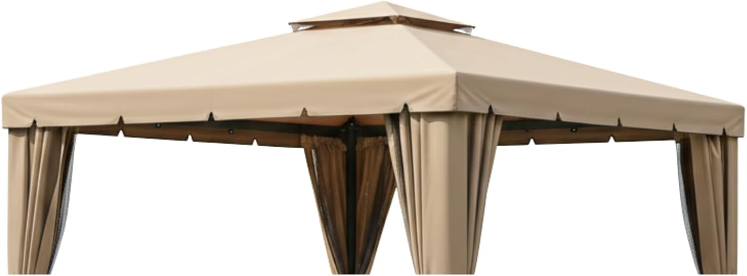 Garden Winds Reinforced RipLock 350 Replacement Canopy Top Cover Compatible with 10' X 10' Gazebo Models 84C-051, US84C-0510131, 84C-051BN, 84C-269 - Beige